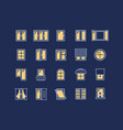 window night sign color thin line icon set vector image vector image