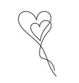 two hearts continuous one line drawing valentines vector image