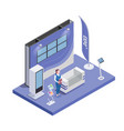 expo stand isometric composition vector image vector image