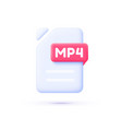 flat 3d icon with mp4 file on white background vector image vector image