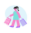 walking shopping girl composition vector image