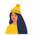 young woman in a hat vector image