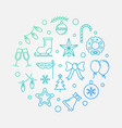happy holidays colored round thin line vector image