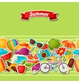 seamless pattern with summer stickers background vector image vector image