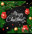 merry christmas calligraphy with baubles vector image