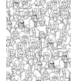 happy adult team people black line seamless vector image