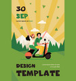 man and woman riding moped in mountains vector image