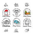 camping and hiking christmas badges set in line vector image