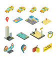 taxi and gadgets isometric set vector image