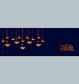deepawali diya decoration on blue banner design vector image vector image