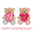 valentines day teddy bear couple with heart vector image vector image