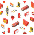 firefighter man and equipment seamless pattern vector image