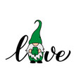 love patricks day design with gnome holding vector image vector image