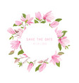 watercolor exotic magnolia flowers wreath floral vector image vector image