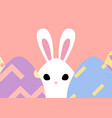 happy easter greeting card with bunny behind egg vector image vector image