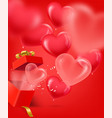 opened red gift box with red and pink hearts 3d vector image