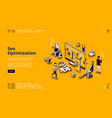 seo optimization isometric landing page banner vector image vector image