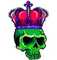 skull with crown on white background vector image vector image
