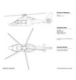 outline business helicopter drawing top side vector image
