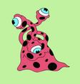 red monster with black dots and three-eyes smiling vector image