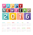 2016 calendar colorful happy new year design vector image