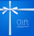 gift bow from silk thin tape on blue background vector image vector image