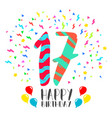 Colorful happy birthday number 19 flat line design