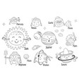 set of isolated cartoon funny planets vector image vector image