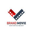 movie logo letter v vector image vector image
