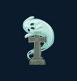 cartoon ghost at gave tombstone on old cemetery vector image