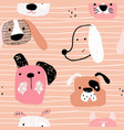 childish seamless pattern with hand drawn dogs vector image vector image