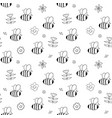 cute bee seamless pattern cartoon hand drawn vector image