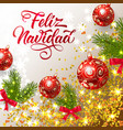feliz navidad lettering with shining confetti vector image