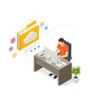 isometric cloud technology man working from home vector image
