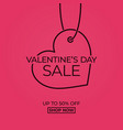 valentines day sale linear tag heart on red vector image vector image