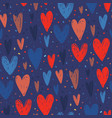 seamless pattern with hand drawn hearts vector image vector image