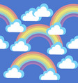 Cartoon sky with clouds and rainbows Royalty Free Vector