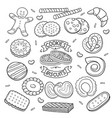 doodle cookies and biscuits vector image