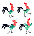 set of cartoon rooster in various poses isolated vector image