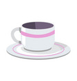 cup of coffee or tea dishware mug and plates vector image