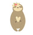 funny sloth girl in a flower wreath vector image vector image