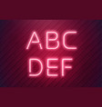 neon letters from pink led lamp in realistic vector image
