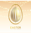 easter typography background with golden egg vector image