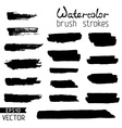 set of black hand-painted brush strokes vector image