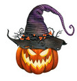 watercolor jack o lantern pumpkin with striped vector image vector image