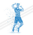 abstract jumping winner man made of particles vector image vector image