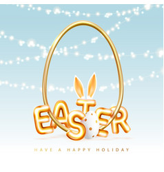 easter typography background with golden egg vector image vector image