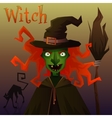 Evil cartoon witch with cauldron clip art Vector Image