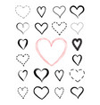 love heart drawn icon set valentines holiday vector image