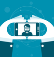 taking a selfie - hands with smartphone vector image vector image